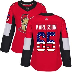 Damen Ottawa Senators Trikot Erik Karlsson 65 Rot USA Flag Fashion Authentic